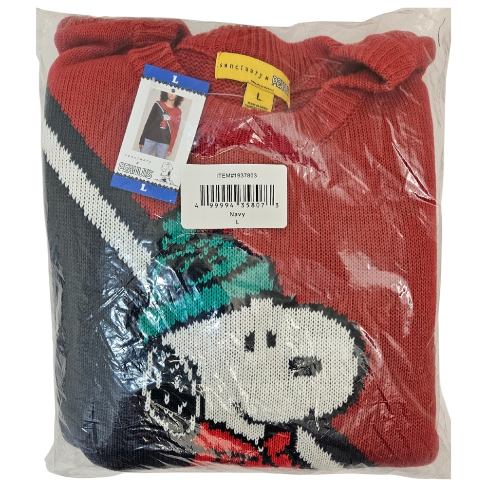Peanuts by Sanctuary Sweater Women Navy (Snoopy) Holiday NWT